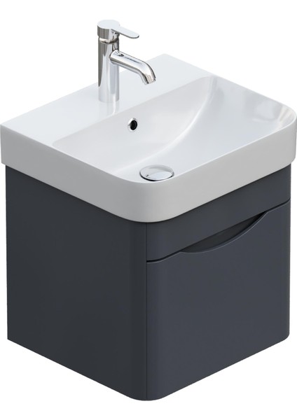 Piccolo 2.0 Alt Dolap 57 Cm. Antrasit Gri Parlak-Lavabo Dahil