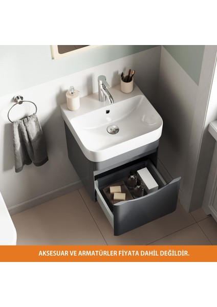 Piccolo 2.0 Alt Dolap 57 Cm. Antrasit Gri Parlak-Lavabo Dahil fiyatları