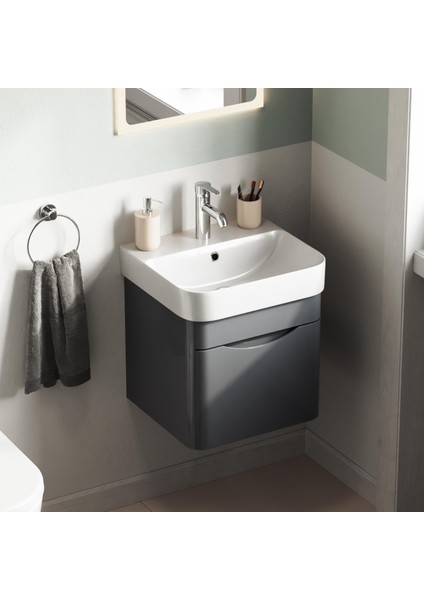 Piccolo 2.0 Alt Dolap 57 Cm. Antrasit Gri Parlak-Lavabo Dahil modelleri