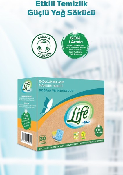 Ekolojik Vegan Bulaşık Makinesi Tableti 30 Lu x 3 Adet