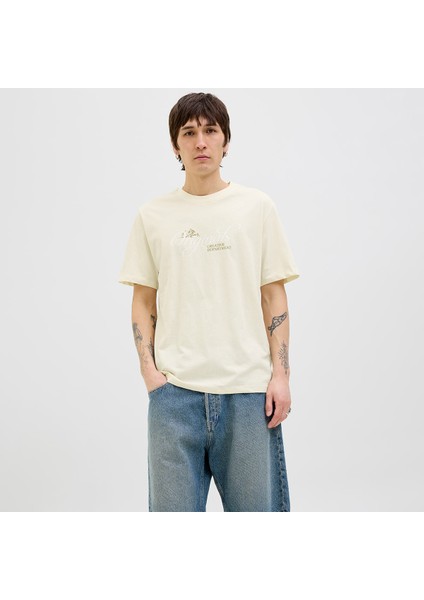 Jack&jones Star Erkek Ekru Yuvarlak Yaka Tişört
