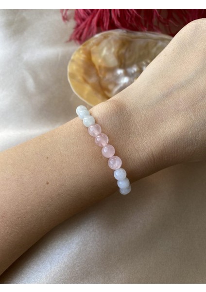 Doğal Taş Akuamarin, Pembe Kuvars ve Ay Taşı Bileklik fiyatları