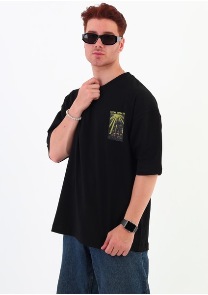 Totaldefeated-Oversize Tişört | Sırt Baskılı – Minimal Göğüs Desenli Unisex Tshirt