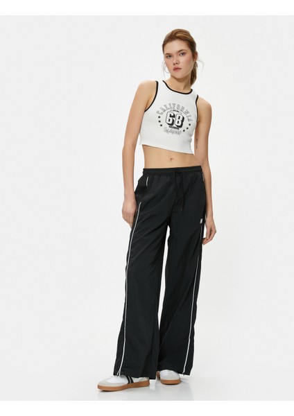 Yeni Sezon Crop Atlet Halter Yaka Baskılı Fitilli