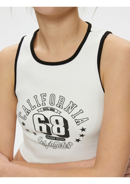 Yeni Sezon Crop Atlet Halter Yaka Baskılı Fitilli