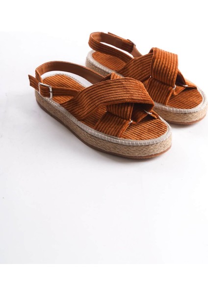 Nicole Premium Kadın Taba Espadril Sandalet
