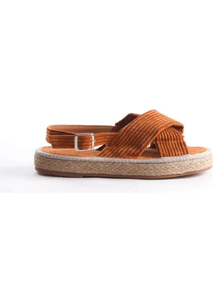 Nicole Premium Kadın Taba Espadril Sandalet