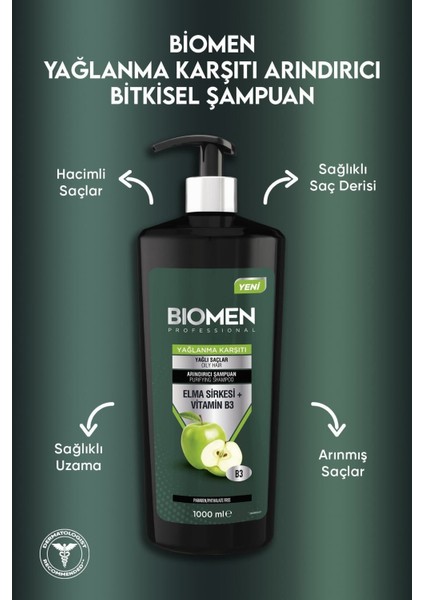 Professional Elma Sirkesi&vitamin B3 Yağlanma Karşıtı Arındırıcı Şampuan 1000 ml x 2 Adet