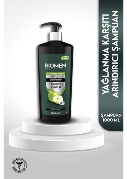 Professional Elma Sirkesi&vitamin B3 Yağlanma Karşıtı Arındırıcı Şampuan 1000 ml x 2 Adet
