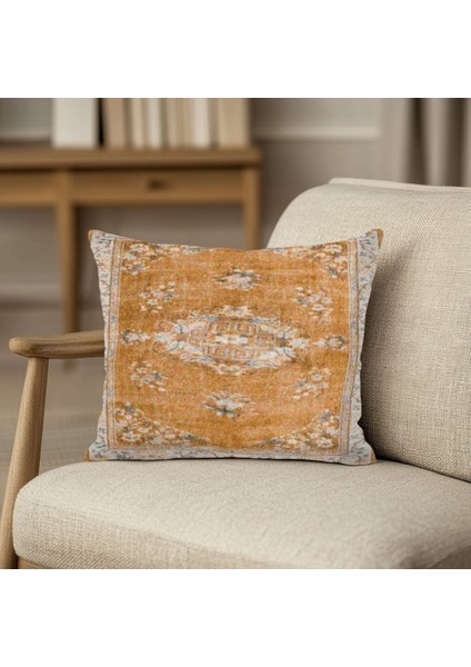 Etnik Geometrik Desenli Dijital Baskılı Kırlent Kılıfı Kare