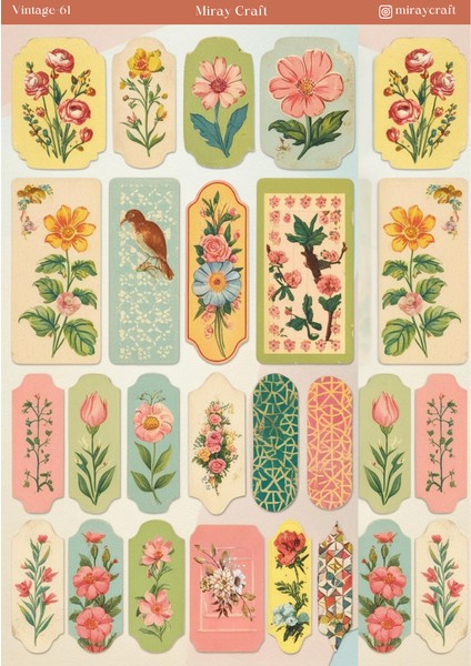 1 Adet Vintage Temalı Sticker (12X17 Cm) Bullet Journal,scrapbook, Ajanda ve Planlayıcı Için