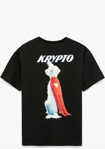 Superman Lisanslı Kısa Kollu Bisiklet Yaka Baskılı Oversize Tişört 5SKB10603TK