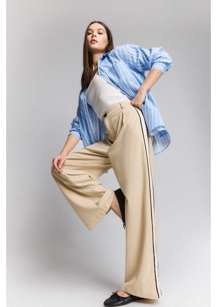 Yeni Sezon Wide Leg Kumaş Palazzo Pantolon Fermuarlı Normal Bel Standart Boy Geniş Bol Paça modelleri