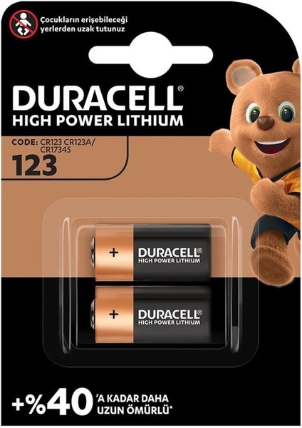 Cr 123 Yüksek Güçlü Lityum Pil (10LU Set) 3V (CR123 / CR123A / CR17345)