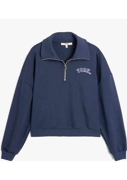 Yeni Sezon Üç Iplik Uzun Kollu Dik Yaka Yarım Fermuarlı Sweatshirt modelleri