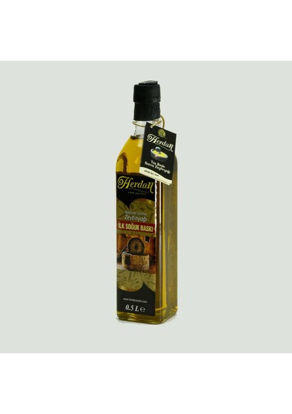 500 ml Cam Şişe Taşbaskı Sızma Zeytinyağı-İlk Soğuk Baskı