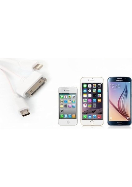 3 In 1 Çoklu Şarj Kablosu Micro USB 8pin Lightning 30 Pin Apple Uyumlu 1 Metre fırsatları