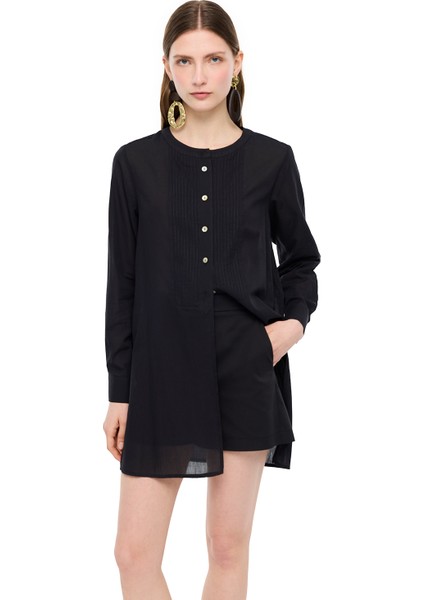 Hakim Yaka Pamuklu Uzun Kollu Gömlek