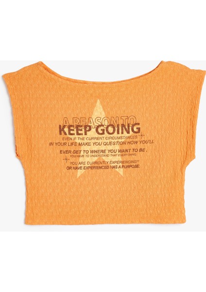 Yeni Sezon Bürümcük Tişört Slogan Baskılı Kısa Kollu Bisiklet Yaka Slim Fit