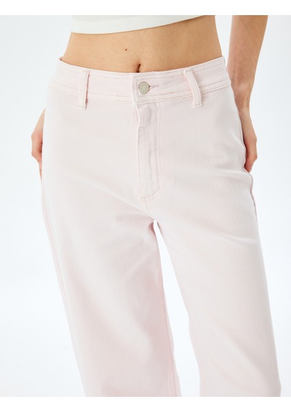 Yeni Sezon Cep Detaylı Düğmeli Pamuklu Crop Geniş Paça Denim Pantolon - Culotte Jean indirimleri