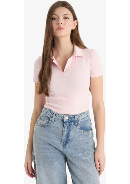 Yeni Sezon Fitted Polo Yaka Fitilli Kaşkorse Kısa Kollu Tişört modelleri