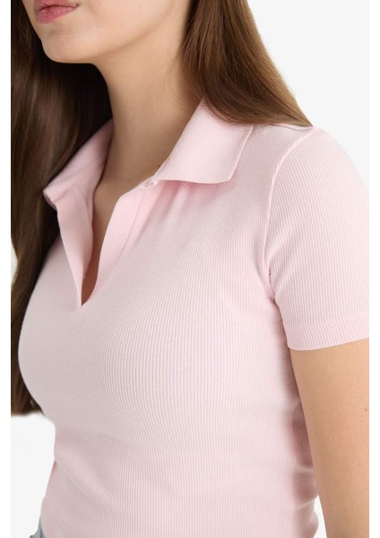Yeni Sezon Fitted Polo Yaka Fitilli Kaşkorse Kısa Kollu Tişört indirimleri