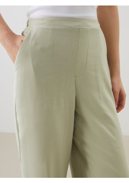 Yeni Sezon Beli Lastikli Keten Karisimli Kadin Pantolon - S5LS97Z8 modelleri