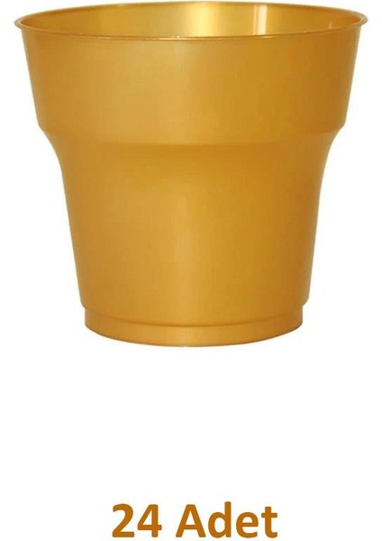 Parti Davet Piknik Renkli Mika Plastik Sert Mika Bardak - Altın - 24'lü Paket