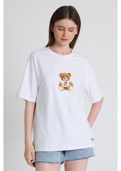 Beyaz Ayı Baskılı Oversize Tişört 6402 fiyatları