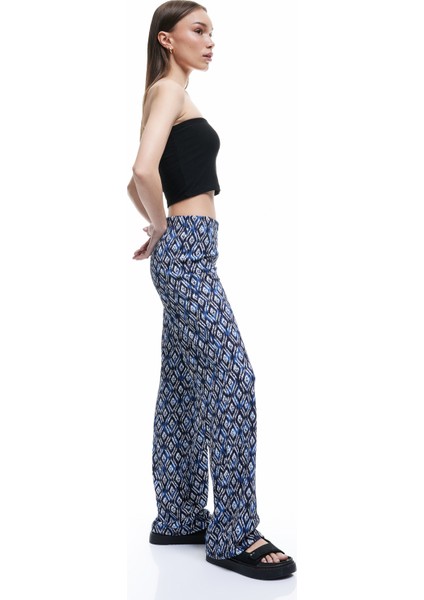 Yeni Sezon Geniş Paça Beli Lastikli Rahat Kalıp Pantolon Bürümcük