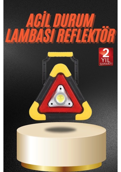 Işıklı Ikaz Lambası Reflektör Şarjlı Işıklı Üçgen LED Acil Durum Feneri