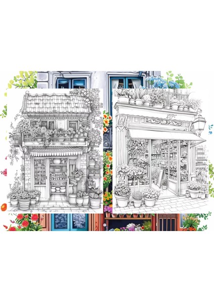 Çiçek Vitrini Boyama Sayfaları, (10 Adet A4 Boyut). fiyatları