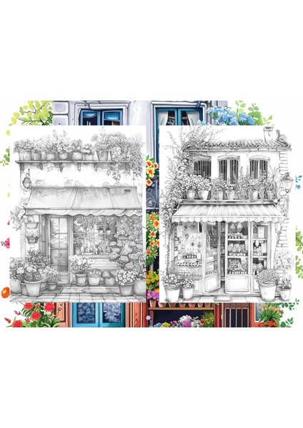 Çiçek Vitrini Boyama Sayfaları, (10 Adet A4 Boyut). modelleri