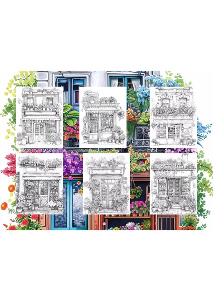 Çiçek Vitrini Boyama Sayfaları, (10 Adet A4 Boyut). fırsatları