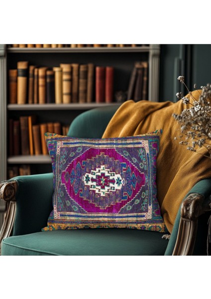 Vintage Halı Desenli, Çift Yüzlü Kırlent Kılıfı