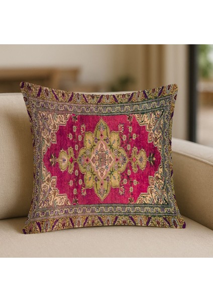 Dijital Baskılı Iran Halısı Desenli Çift Taraflı 43X43 cm Dekoratif Kırlent Kılıfı fiyatları
