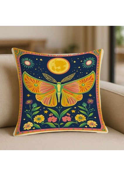 Modern Tarz Bej Desenli Kırlent Kılıfı – 43X43 Cm, Çift Taraflı, Fermuarlı, Yıkanabilir