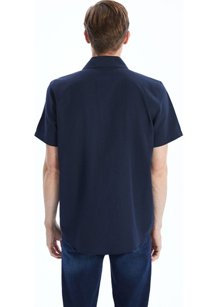 Yeni Sezon Regular Fit Kisa Kollu Poplin Erkek Gomlek - S5JQ67Z8