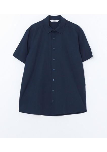 Yeni Sezon Regular Fit Kisa Kollu Poplin Erkek Gomlek - S5JQ67Z8