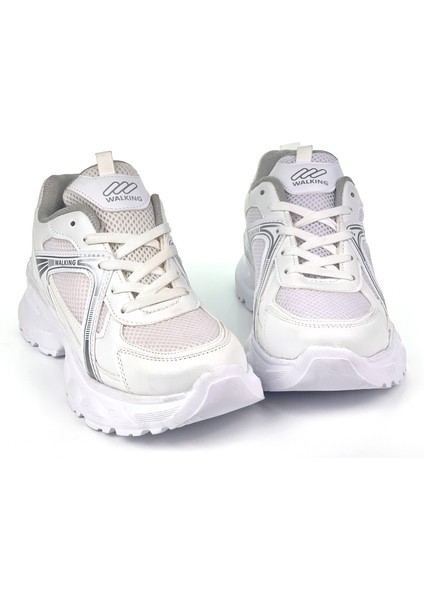 Kadın Beyaz Hafif Fileli Günlük Rahat Sneaker Spor Ayakkabı