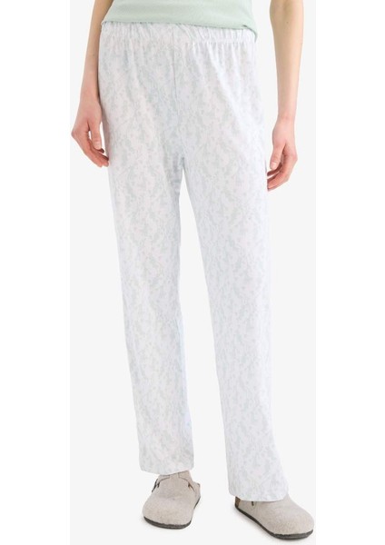 Yeni Sezon Regular Fit Pijama Takımı Kısa Kollu Üst Desenli Uzun Altı-Fall In Love
