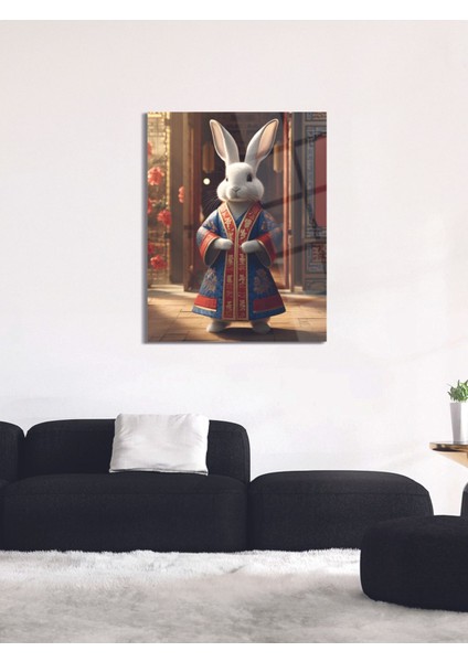Çin Elbiseli Tavşan Cam Tablo - MOD065