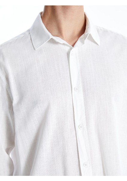 Yeni Sezon Regular Fit Uzun Kollu Keten Karisimli Erkek Gomlek - S4DR88Z8
