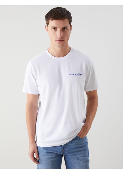 Yeni Sezon Bisiklet Yaka Kisa Kollu Baskili Penye Erkek Tisort - S5KR61Z8