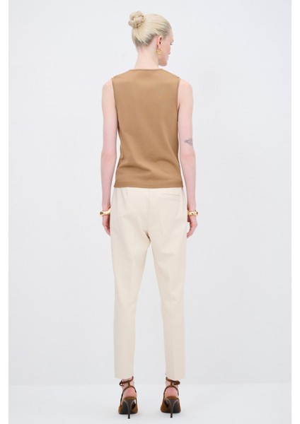 Volanlı Triko Bluz Camel 11545169000
