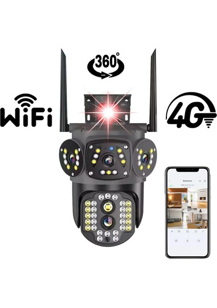 4g Bağlantılı 4 Lens Full Hd Cctv Güvenlik Kamerası