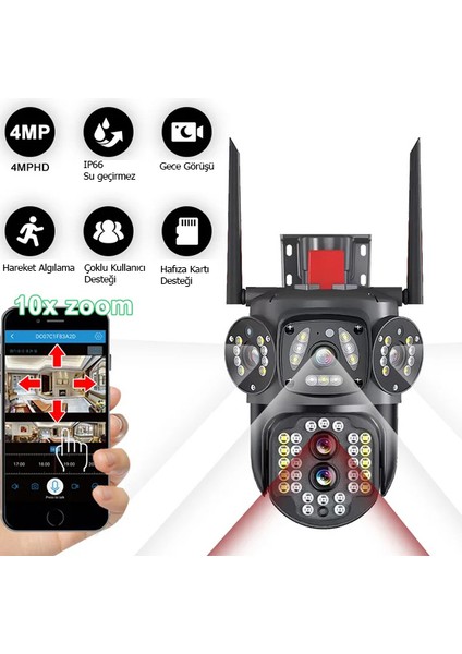 4g Bağlantılı 4 Lens Full Hd Cctv Güvenlik Kamerası modelleri