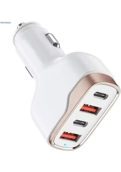 96W Hızlı Şarjlı Araç Içi Şarj Aleti 2 Usb+ 2 Type C PD 30W+QC 3.0 - Siyah