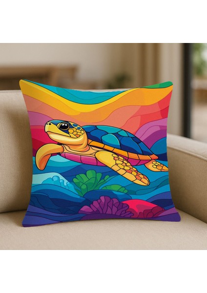 Karetta Karetta Desenli Kırlent Kılıfı – 43X43 Cm, Çift Taraflı, Fermuarlı, Yıkanabilir