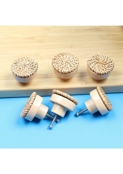 5'li Rattan Hasır Ahşap Düğme Kulp Düğme Çekmece Kulp fiyatları